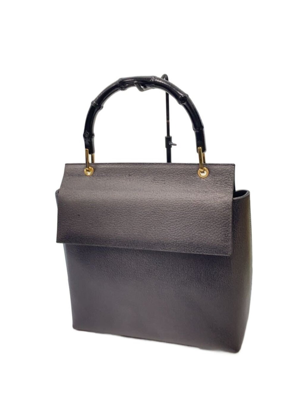 Gucci Top Handle Bag Bamboo Leather Gray